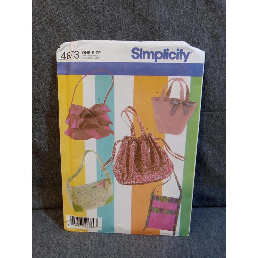 Simplicity Sewing Pattern #4673 Uncut Handbags